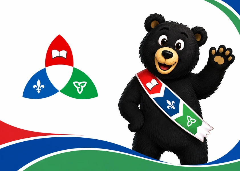 Logo de Jeanne-Lajoie et de la mascotte Franco l'Ours
