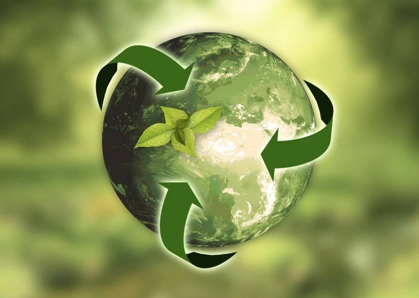 Planète terre avec le symbole de recyclage