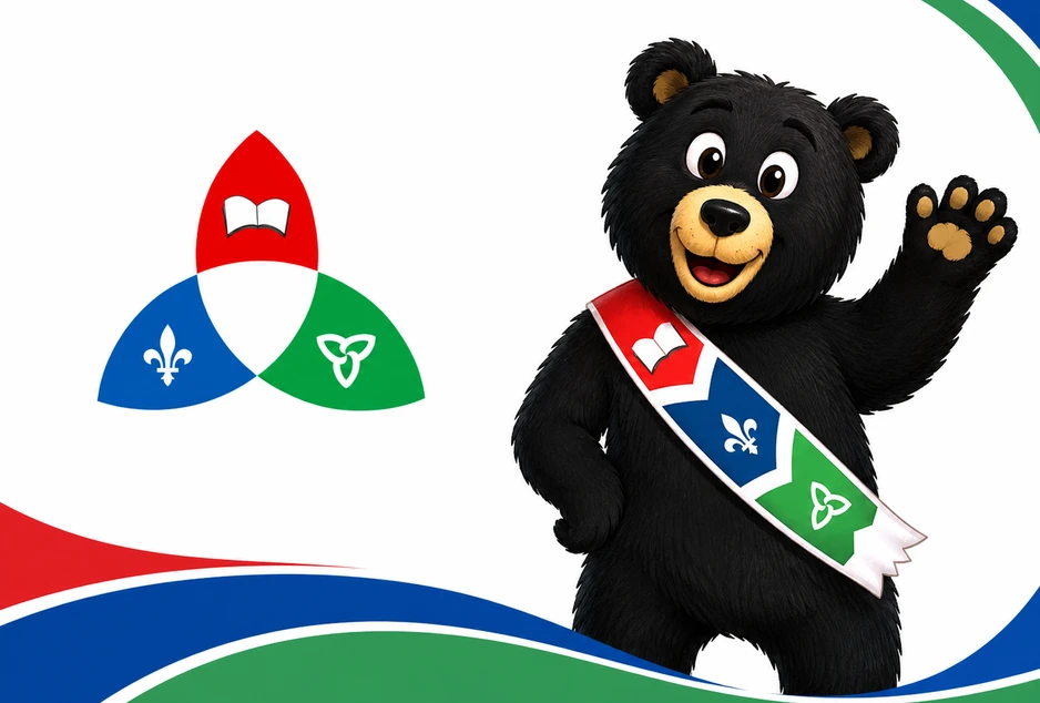 Logo de Jeanne-Lajoie et de la mascotte Franco l'Ours