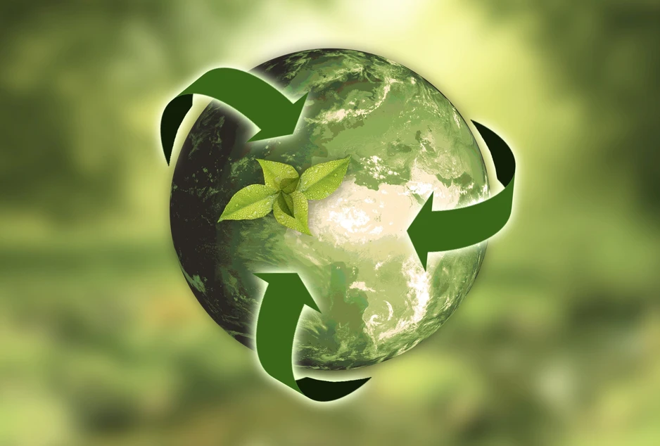 Planète terre avec le symbole de recyclage